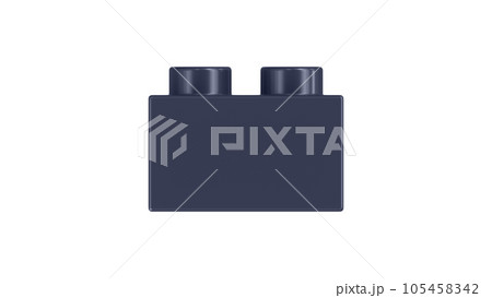 Peacoat Lego Block Isolated on a White Background. Close Up View of a Plastic Children Game Brick for Constructors, Side View. High Quality 3D Rendering with a Work Path. 8K Ultra HD, 7680x4320 105458342