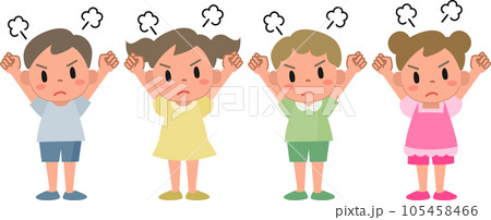 怒っている女の子と男の子のイラストセット 怒っている女の子と男の子のイラストセット 105458466