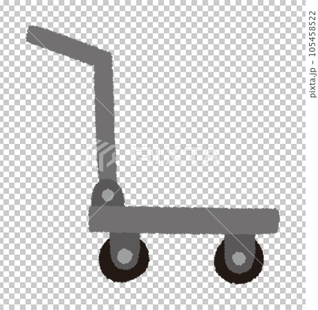 Hand-drawn vector illustration of a trolley carrying a carry-on bag, carry-on case, and travel bag 105458522