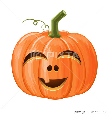 Halloween pumpkin . Jack o'lantern . Isolated white background . Vector . 105458869