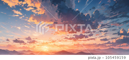 茜色の空と雲 茜色の空と雲 105459159