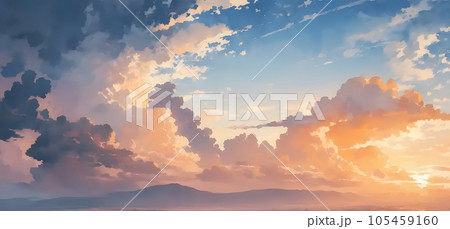 茜色の空と雲 茜色の空と雲 105459160