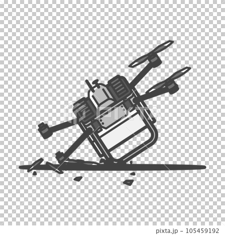 壊れてしまった手紙や小包の配達用のコンパクトなドローンのイラスト 壊れてしまった手紙や小包の配達用のコンパクトなドローンのイラスト 105459192