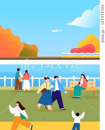 Autumn Festival Character Landscape Illustration 105459302