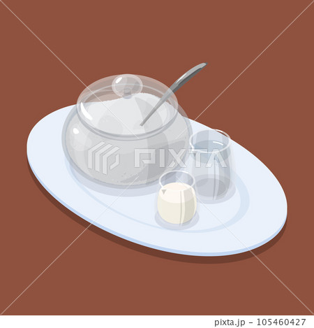 コーヒーセットのアイソメトリックベクターイラスト コーヒーセットのアイソメトリックベクターイラスト 105460427