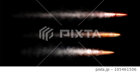 Flying gun bullet with fire smoke trace vector Flying gun bullet with fire smoke trace vector 105461506