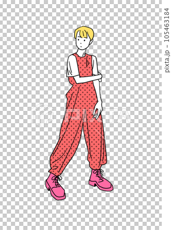 女性の立ちポーズ(ファッションイラスト) 女性の立ちポーズ(ファッションイラスト) 105463184