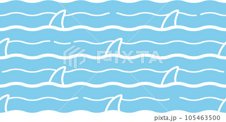 shark fin seamless pattern dolphin wave ocean vector fish whale cartoon gift wrapping paper tile background repeat wallpaper animal illustration sea ocean doodle design scarf isolated 105463500