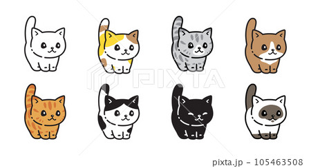 cat vector Munchkin kitten icon calico tiny neko pet breed doodle cartoon character symbol stamp tattoo scarf illustration isolated design 105463508