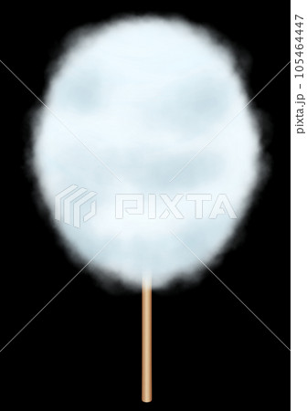 定番形の棒付き綿菓子リアルタッチ寄りイラスト～ホワイトブルー 105464447