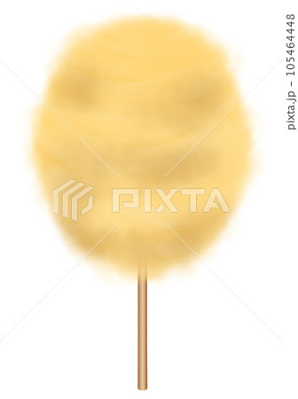 定番形の棒付き綿菓子リアルタッチ寄りイラスト～イエロービビットイエロー 105464448