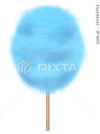 定番形の棒付き綿菓子リアルタッチ寄りイラスト~ビビットブルー 定番形の棒付き綿菓子リアルタッチ寄りイラスト~ビビットブルー 105464453