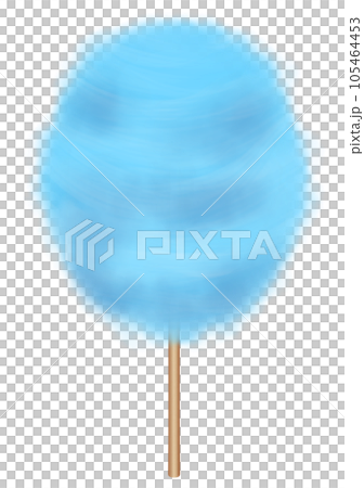 定番形の棒付き綿菓子リアルタッチ寄りイラスト~ビビットブルー 定番形の棒付き綿菓子リアルタッチ寄りイラスト~ビビットブルー 105464453