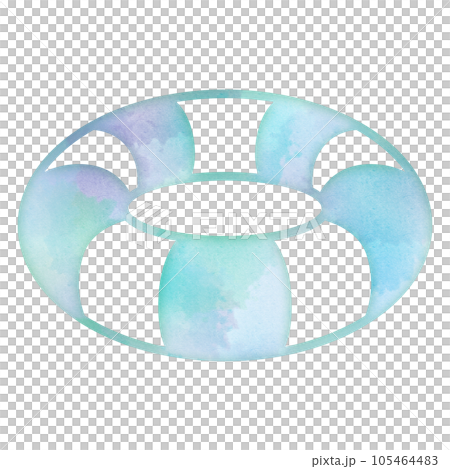 Floating ring, sea bathing, clam digging, playing in the water, summer vacation, summer, watercolor touch, design icon, gentle, ecological style 105464483