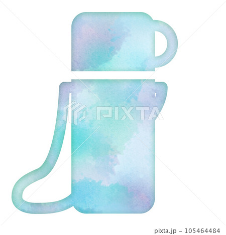 水筒　熱中症　海水浴　潮干狩り　水遊び　夏休み　夏　水彩画タッチ　デザインアイコン　優しい　エコロジ 105464484