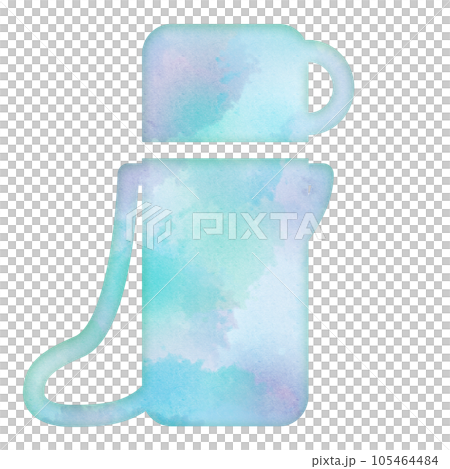 水筒　熱中症　海水浴　潮干狩り　水遊び　夏休み　夏　水彩画タッチ　デザインアイコン　優しい　エコロジ 105464484