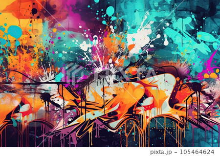 Graffiti style design background in bright colors 105464624