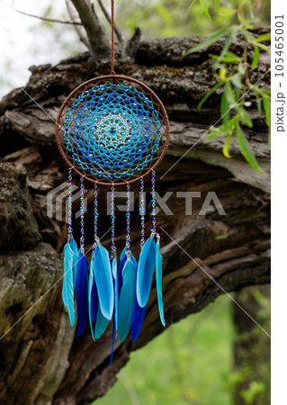 Handmade dream catcher with feathers threads and beads rope hanging Handmade dream catcher with feathers threads and beads rope hanging 105465001