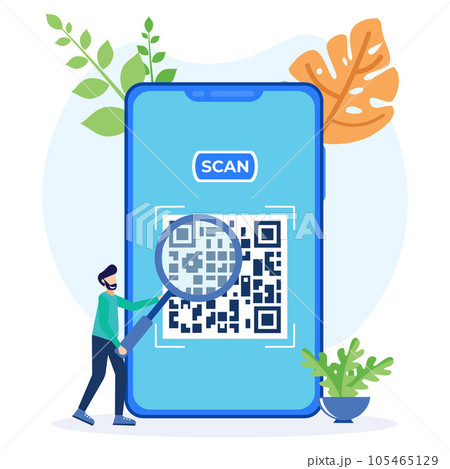 Illustration vector graphic cartoon character of qr code scanning 105465129