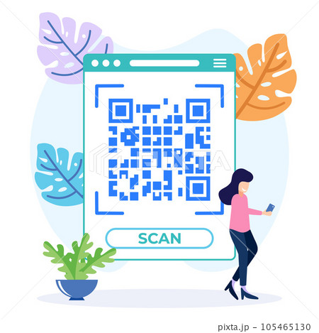 Illustration vector graphic cartoon character of qr code scanning 105465130