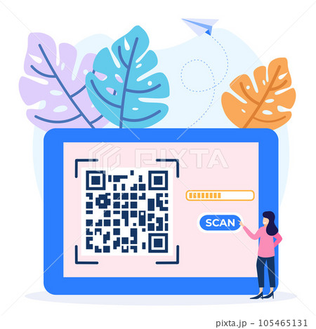 Illustration vector graphic cartoon character of qr code scanning 105465131