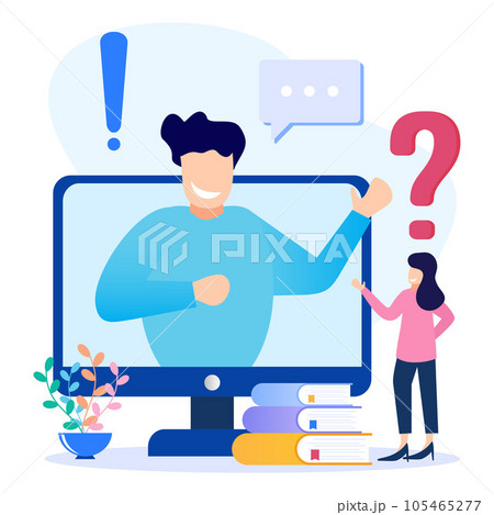 Illustration vector graphic cartoon character of question and answer 105465277