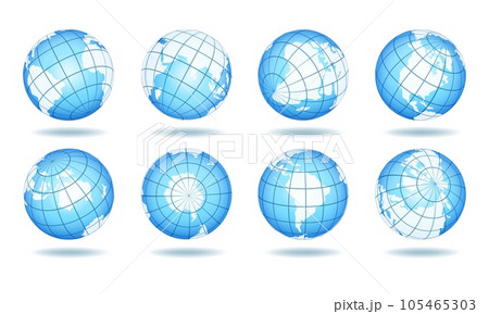 Globe views, 3d earth map set Globe views, 3d earth map set 105465303