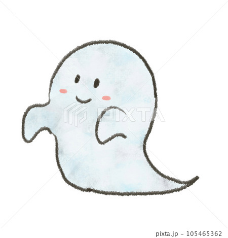 輪郭あり かわいいおばけの手描きイラストのイラスト素材 [105465362
