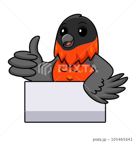 Cute bullfinch bird cartoon giving thumb up Cute bullfinch bird cartoon giving thumb up 105465841
