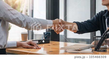Business partnership concept. Two Businessman handshake for teamwork of business merger and acquisition at office 105466309