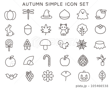秋のシンプルベクター線画アイコンイラストセット 秋のシンプルベクター線画アイコンイラストセット 105466538