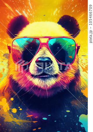 Close up of panda bear with glasses 105466709