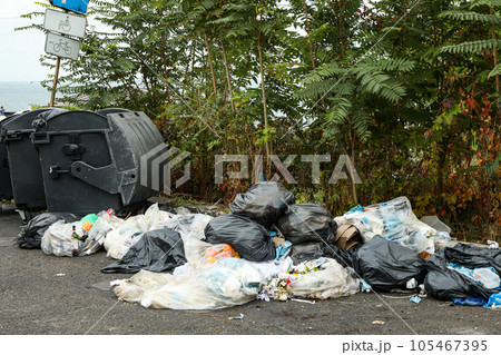 Garbage-contaminated territory near the dump, near the park Garbage-contaminated territory near the dump, near the park 105467395
