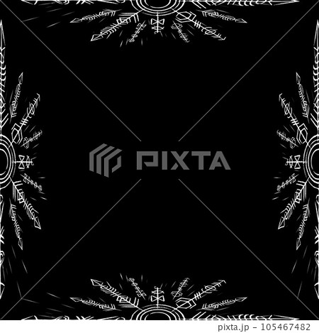 Abstract runic isometric white frame 105467482