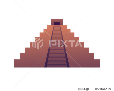 Mexican pyramid flat style, vector illustration isolated on white 105468219