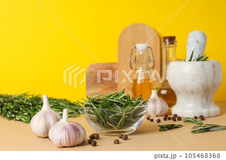 Seasoning and spices, rosemary, concept of seasoning Seasoning and spices, rosemary, concept of seasoning 105468368