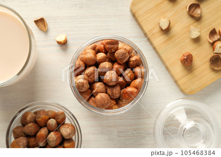 Healthy food and healthy nutrition concept, nuts - hazelnut 105468384