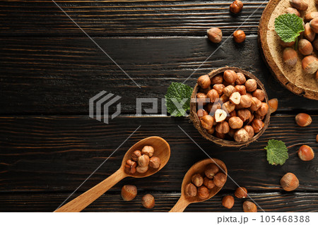 Healthy food and healthy nutrition concept, nuts - hazelnut Healthy food and healthy nutrition concept, nuts - hazelnut 105468388