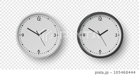 Vector 3d Round Wall Office Clock with White Clock Dial Set Closeup Isolated. Watches, Design Template, Mock-up for Branding, Advertise. Vector Simple Minimalistic Clocks, Watches in Front View Vector 3d Round Wall Office Clock with White Clock Dial Set Closeup Isolated. Watches, Design Template, Mock-up for Branding, Advertise. Vector Simple Minimalistic Clocks, Watches in Front View 105468444