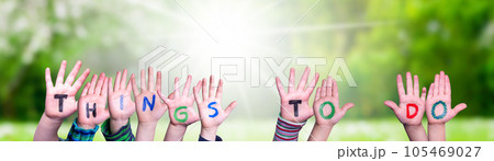 Children Hands Building Word Things To Do, Grass Meadow 105469027