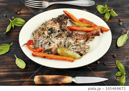 Roasted pork tomahawk steak 105469672