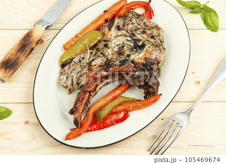 Grilled Tomahawk loin steak 105469674