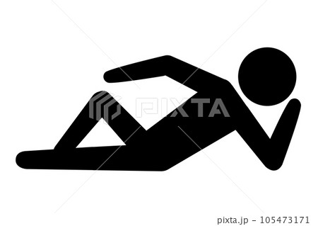 ゴロゴロする人物アイコン。ごろ寝、ぐうたら、怠け者。 ゴロゴロする人物アイコン。ごろ寝、ぐうたら、怠け者。 105473171