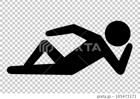 ゴロゴロする人物アイコン。ごろ寝、ぐうたら、怠け者。 ゴロゴロする人物アイコン。ごろ寝、ぐうたら、怠け者。 105473171