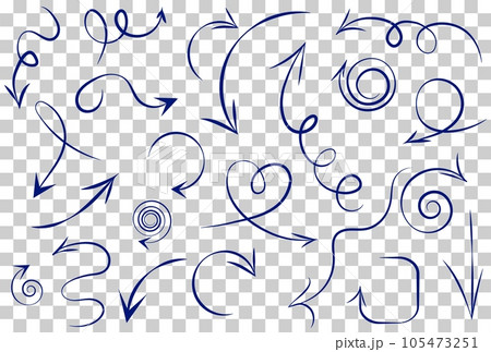 Infographic elements on isolated transparent background, simple arrows. Line art style. Set of different pointers and arrows. Black and white illustration. Doodles Infographic elements on isolated transparent background, simple arrows. Line art style. Set of different pointers and arrows. Black and white illustration. Doodles 105473251