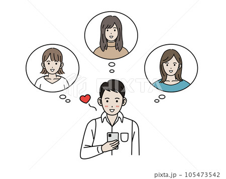 マッチングアプリを利用する若い男性 105473542