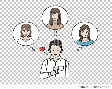 マッチングアプリを利用する若い男性 105473542