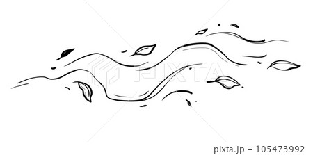 Leaf wind doodle line sketch set. Hand drawn doodle wind motion, air blow, leaf falling elements. Sketch drawn air weather, autumn falling concept. Isolated vector Leaf wind doodle line sketch set. Hand drawn doodle wind motion, air blow, leaf falling elements. Sketch drawn air weather, autumn falling concept. Isolated vector 105473992
