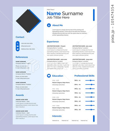 Professional Resume Template Vector Design 105474354