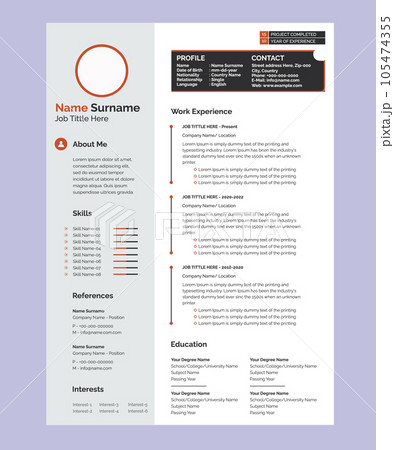 Clean and modern Resume CV template 105474355